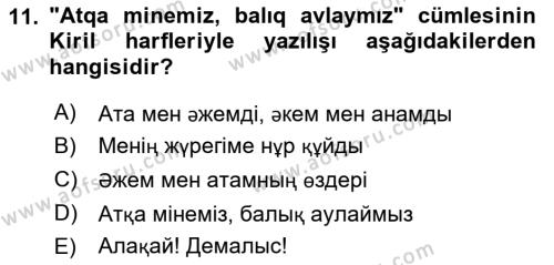 Çağdaş Türk Yazı Dilleri 2 Dersi 2017 - 2018 Yılı (Final) Dönem Sonu Sınavı 11. Soru