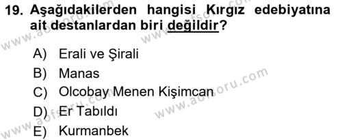 Çağdaş Türk Yazı Dilleri 2 Dersi 2017 - 2018 Yılı (Final) Dönem Sonu Sınavı 19. Soru