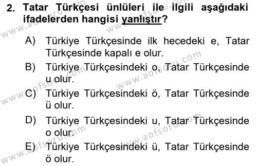 Çağdaş Türk Yazı Dilleri 2 Dersi 2017 - 2018 Yılı (Final) Dönem Sonu Sınavı 2. Soru