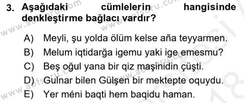 Çağdaş Türk Yazı Dilleri 2 Dersi 2017 - 2018 Yılı (Final) Dönem Sonu Sınavı 3. Soru