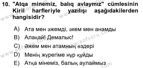 Çağdaş Türk Yazı Dilleri 2 Dersi 2018 - 2019 Yılı 3 Ders Sınavı 10. Soru