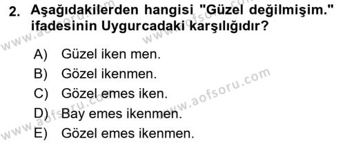 Çağdaş Türk Yazı Dilleri 2 Dersi 2018 - 2019 Yılı 3 Ders Sınavı 2. Soru