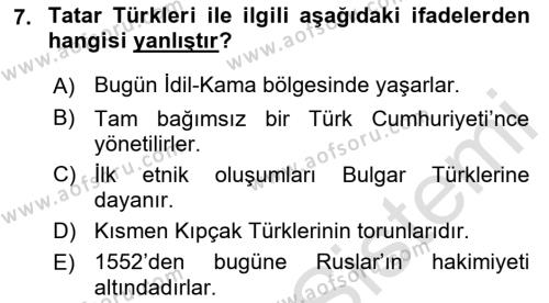 Çağdaş Türk Yazı Dilleri 2 Dersi 2018 - 2019 Yılı 3 Ders Sınavı 7. Soru