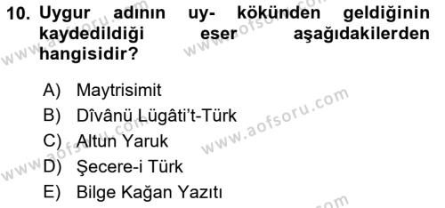 Çağdaş Türk Yazı Dilleri 2 Dersi 2018 - 2019 Yılı (Vize) Ara Sınavı 10. Soru