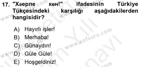 Çağdaş Türk Yazı Dilleri 2 Dersi 2018 - 2019 Yılı (Vize) Ara Sınavı 17. Soru