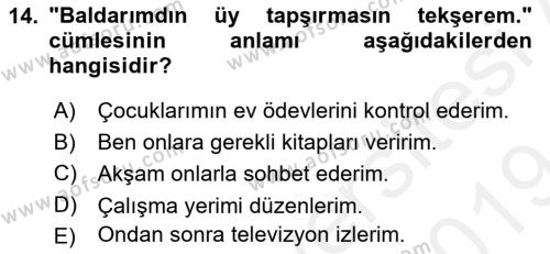 Çağdaş Türk Yazı Dilleri 2 Dersi 2018 - 2019 Yılı (Final) Dönem Sonu Sınavı 14. Soru