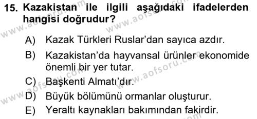 Çağdaş Türk Yazı Dilleri 2 Dersi 2018 - 2019 Yılı Yaz Okulu Sınavı 15. Soru