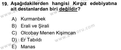 Çağdaş Türk Yazı Dilleri 2 Dersi 2018 - 2019 Yılı Yaz Okulu Sınavı 19. Soru