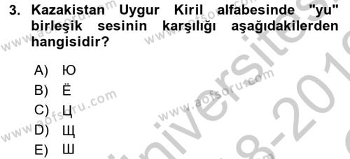 Çağdaş Türk Yazı Dilleri 2 Dersi 2018 - 2019 Yılı Yaz Okulu Sınavı 3. Soru