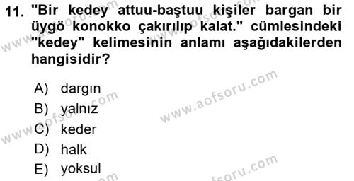 Çağdaş Türk Yazı Dilleri 2 Dersi 2020 - 2021 Yılı Yaz Okulu Sınavı 11. Soru