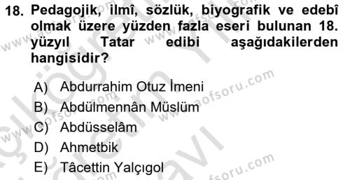 Çağdaş Türk Yazı Dilleri 2 Dersi 2020 - 2021 Yılı Yaz Okulu Sınavı 18. Soru