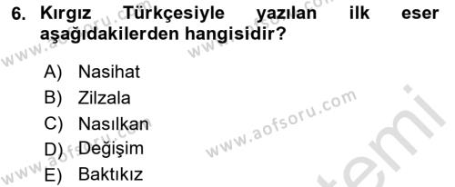 Çağdaş Türk Yazı Dilleri 2 Dersi 2020 - 2021 Yılı Yaz Okulu Sınavı 6. Soru