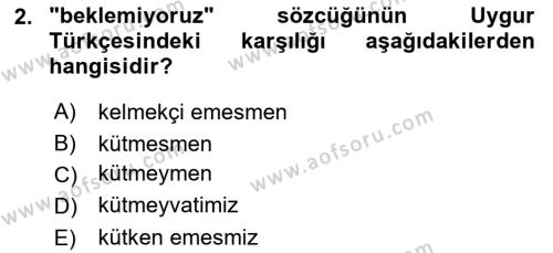 Çağdaş Türk Yazı Dilleri 2 Dersi 2021 - 2022 Yılı (Vize) Ara Sınavı 2. Soru