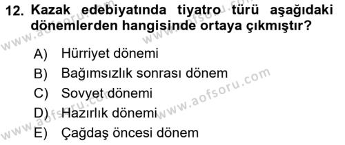 Çağdaş Türk Yazı Dilleri 2 Dersi 2021 - 2022 Yılı (Final) Dönem Sonu Sınavı 12. Soru