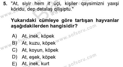 Çağdaş Türk Yazı Dilleri 2 Dersi 2021 - 2022 Yılı (Final) Dönem Sonu Sınavı 5. Soru