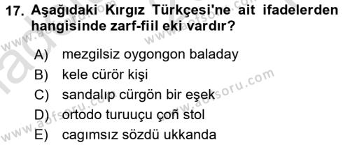 Çağdaş Türk Yazı Dilleri 2 Dersi 2021 - 2022 Yılı Yaz Okulu Sınavı 17. Soru