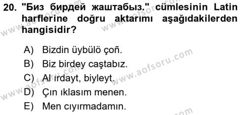 Çağdaş Türk Yazı Dilleri 2 Dersi 2021 - 2022 Yılı Yaz Okulu Sınavı 20. Soru