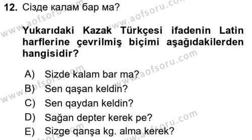 Çağdaş Türk Yazı Dilleri 2 Dersi 2022 - 2023 Yılı Yaz Okulu Sınavı 12. Soru