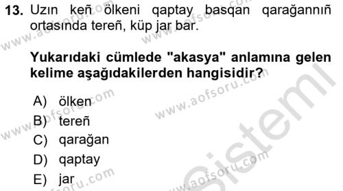 Çağdaş Türk Yazı Dilleri 2 Dersi 2022 - 2023 Yılı Yaz Okulu Sınavı 13. Soru