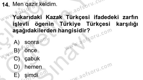 Çağdaş Türk Yazı Dilleri 2 Dersi 2022 - 2023 Yılı Yaz Okulu Sınavı 14. Soru