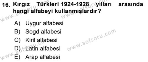 Çağdaş Türk Yazı Dilleri 2 Dersi 2022 - 2023 Yılı Yaz Okulu Sınavı 16. Soru