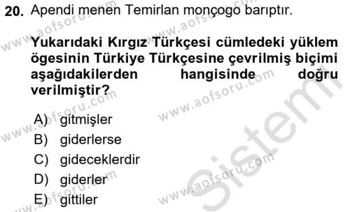 Çağdaş Türk Yazı Dilleri 2 Dersi 2022 - 2023 Yılı Yaz Okulu Sınavı 20. Soru