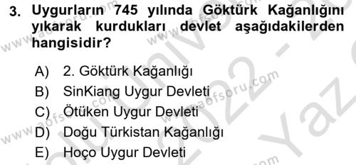 Çağdaş Türk Yazı Dilleri 2 Dersi 2022 - 2023 Yılı Yaz Okulu Sınavı 3. Soru