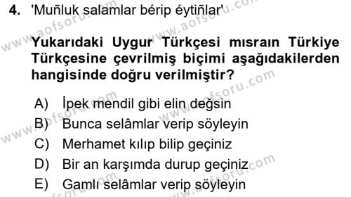 Çağdaş Türk Yazı Dilleri 2 Dersi 2022 - 2023 Yılı Yaz Okulu Sınavı 4. Soru