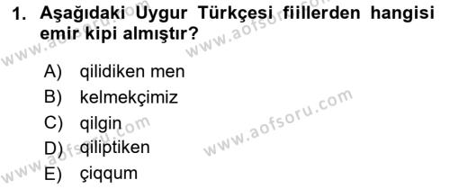 Çağdaş Türk Yazı Dilleri 2 Dersi 2023 - 2024 Yılı (Vize) Ara Sınavı 1. Soru
