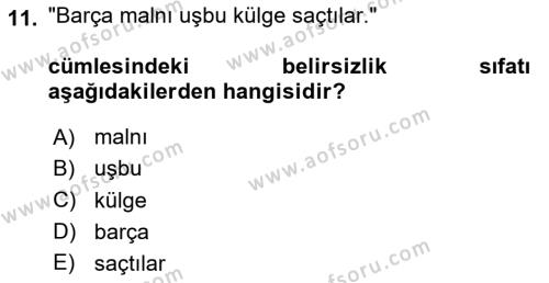 Çağdaş Türk Yazı Dilleri 2 Dersi 2023 - 2024 Yılı (Vize) Ara Sınavı 11. Soru