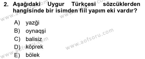 Çağdaş Türk Yazı Dilleri 2 Dersi 2023 - 2024 Yılı (Vize) Ara Sınavı 2. Soru
