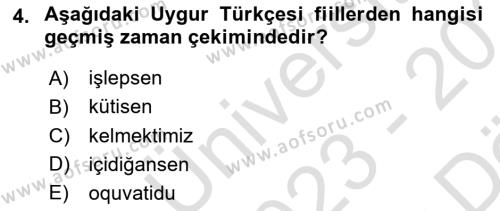 Çağdaş Türk Yazı Dilleri 2 Dersi 2023 - 2024 Yılı (Vize) Ara Sınavı 4. Soru