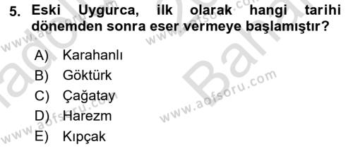 Çağdaş Türk Yazı Dilleri 2 Dersi 2023 - 2024 Yılı (Vize) Ara Sınavı 5. Soru