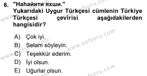 Çağdaş Türk Yazı Dilleri 2 Dersi 2023 - 2024 Yılı (Vize) Ara Sınavı 6. Soru