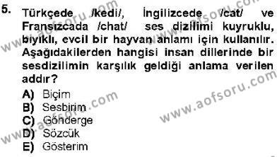 Genel Dilbilim 1 Dersi 2012 - 2013 Yılı (Vize) Ara Sınavı 5. Soru