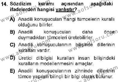 Genel Dilbilim 1 Dersi 2012 - 2013 Yılı (Final) Dönem Sonu Sınavı 14. Soru