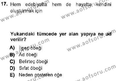 Genel Dilbilim 1 Dersi 2012 - 2013 Yılı (Final) Dönem Sonu Sınavı 17. Soru