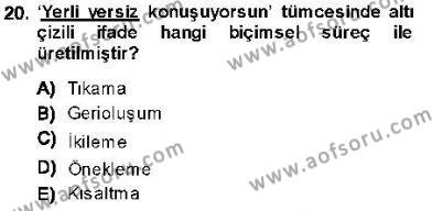 Genel Dilbilim 1 Dersi 2013 - 2014 Yılı (Vize) Ara Sınavı 20. Soru