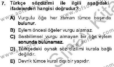Genel Dilbilim 1 Dersi 2013 - 2014 Yılı (Final) Dönem Sonu Sınavı 7. Soru