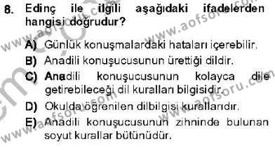Genel Dilbilim 1 Dersi 2013 - 2014 Yılı (Final) Dönem Sonu Sınavı 8. Soru