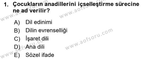 Genel Dilbilim 1 Dersi 2023 - 2024 Yılı (Vize) Ara Sınavı 1. Soru