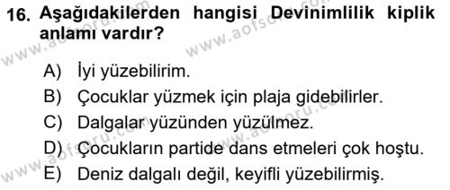 Genel Dilbilim 1 Dersi 2023 - 2024 Yılı (Vize) Ara Sınavı 16. Soru