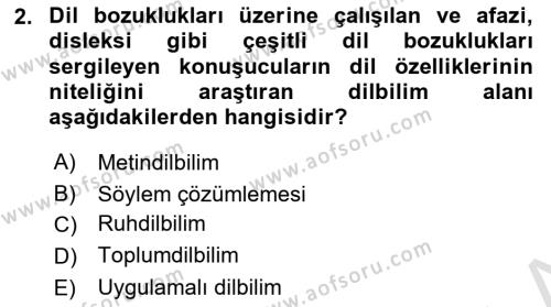 Genel Dilbilim 1 Dersi 2023 - 2024 Yılı (Vize) Ara Sınavı 2. Soru