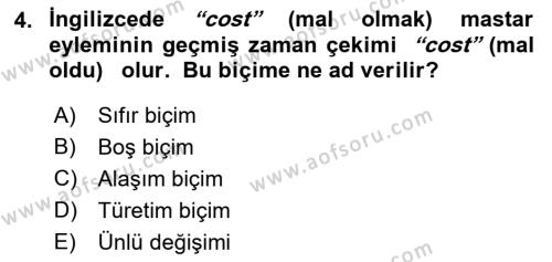 Genel Dilbilim 1 Dersi 2023 - 2024 Yılı (Vize) Ara Sınavı 4. Soru