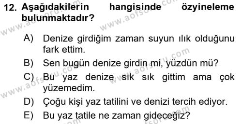 Genel Dilbilim 1 Dersi 2023 - 2024 Yılı Yaz Okulu Sınavı 12. Soru