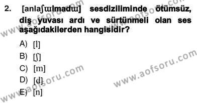 Genel Dilbilim 2 Dersi 2012 - 2013 Yılı (Vize) Ara Sınavı 2. Soru