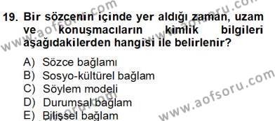 Genel Dilbilim 2 Dersi 2012 - 2013 Yılı (Final) Dönem Sonu Sınavı 19. Soru
