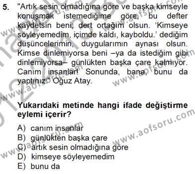 Genel Dilbilim 2 Dersi 2012 - 2013 Yılı (Final) Dönem Sonu Sınavı 5. Soru