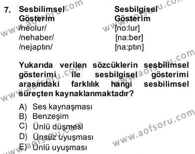 Genel Dilbilim 2 Dersi 2013 - 2014 Yılı (Vize) Ara Sınavı 7. Soru