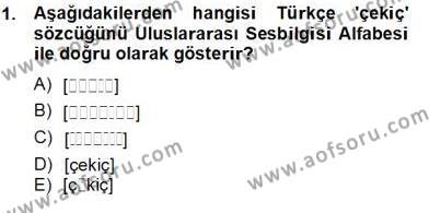 Genel Dilbilim 2 Dersi 2013 - 2014 Yılı Tek Ders Sınavı 1. Soru